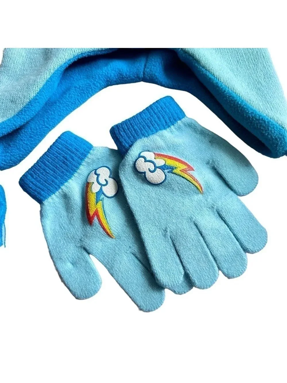 My Little Pony Girls Blue Rainbow Dash Winter Hat & Matching Gloves OSFM